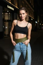 Khaki Women's Belt with Thick Tassel Detail Waist Accessory - SH755 - Image 3