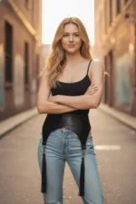 Black Women's Belt with Thick Tassels and Wide Waist - SH755