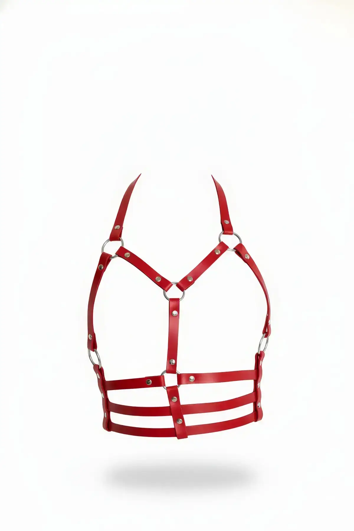 Red Women's Leather Belt Multi-Strap Chest Accessory - SH760