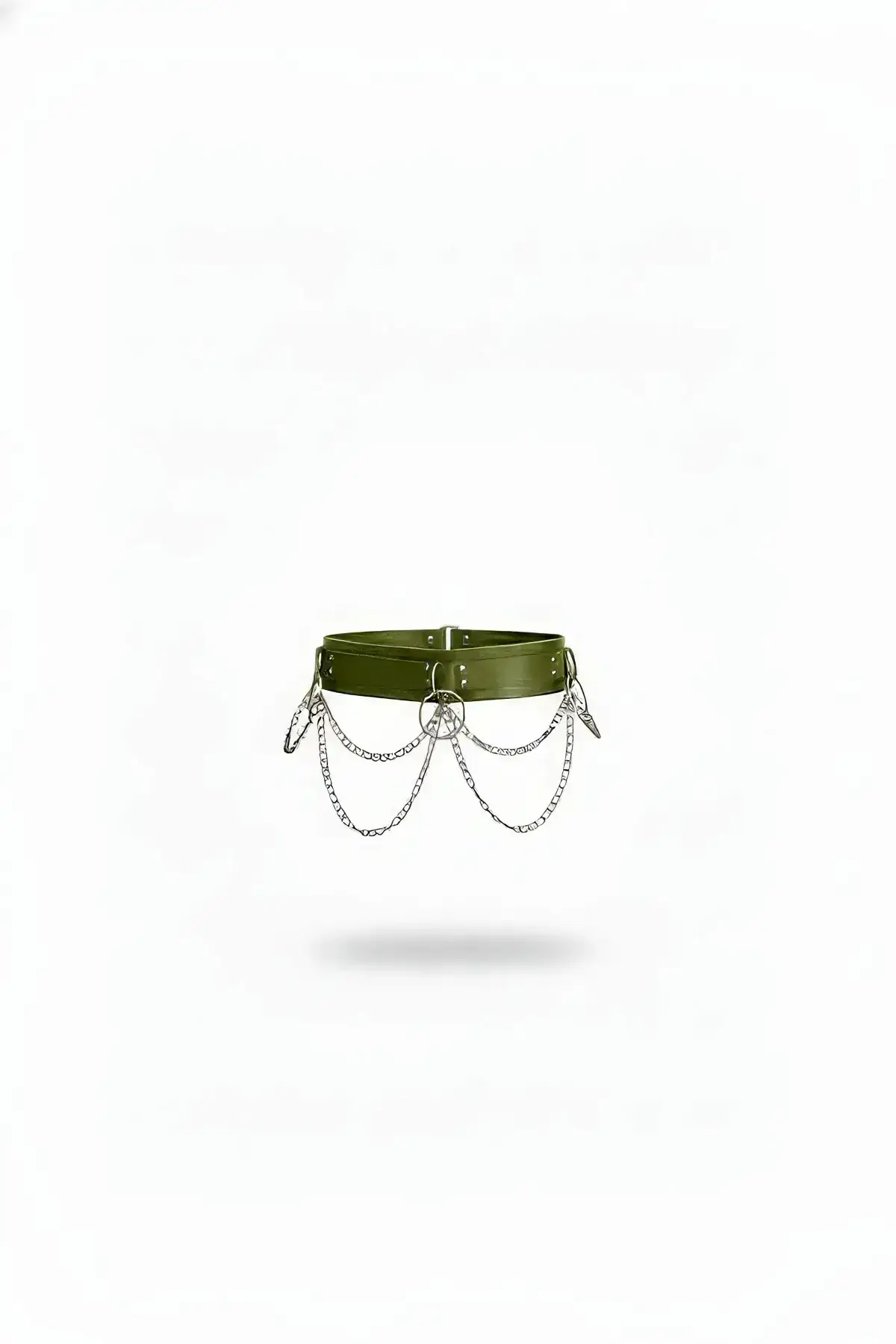 Khaki Women's Belt with Chain Detail, Thick Waist Accessory - SH763