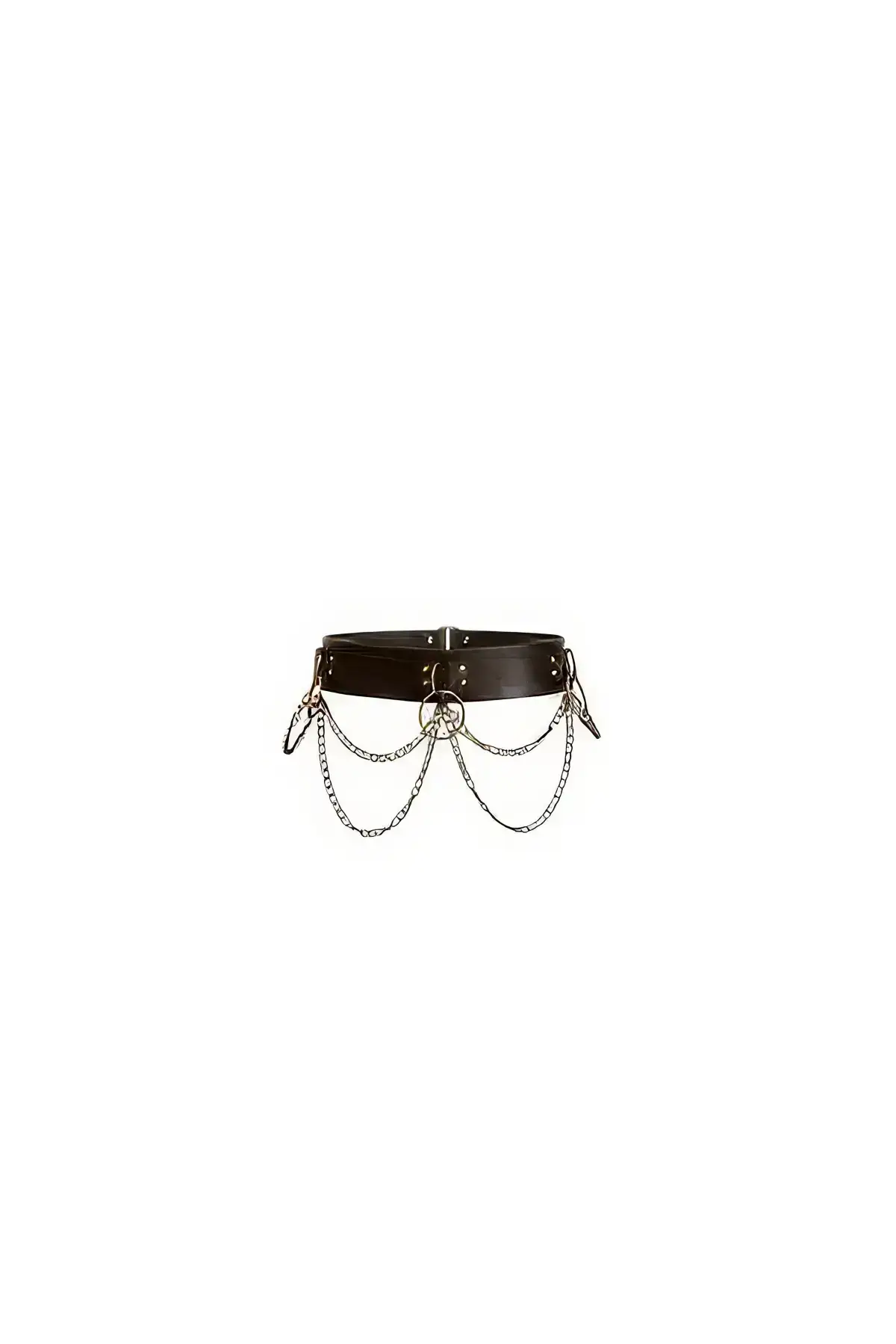 Black Women's Belt with Thick Chain Detail Waist Accessory - SH763