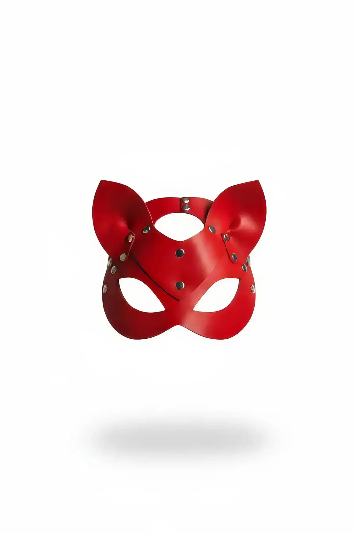 Red Mask Costume with Cat Ears and Leather Stud Details - SH782