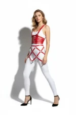 Kırmızı Deri Tokalı Korse Etek SH785