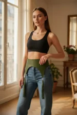 Khaki Women's Belt with Tassel Detail Wide Waist Accessory - SH788