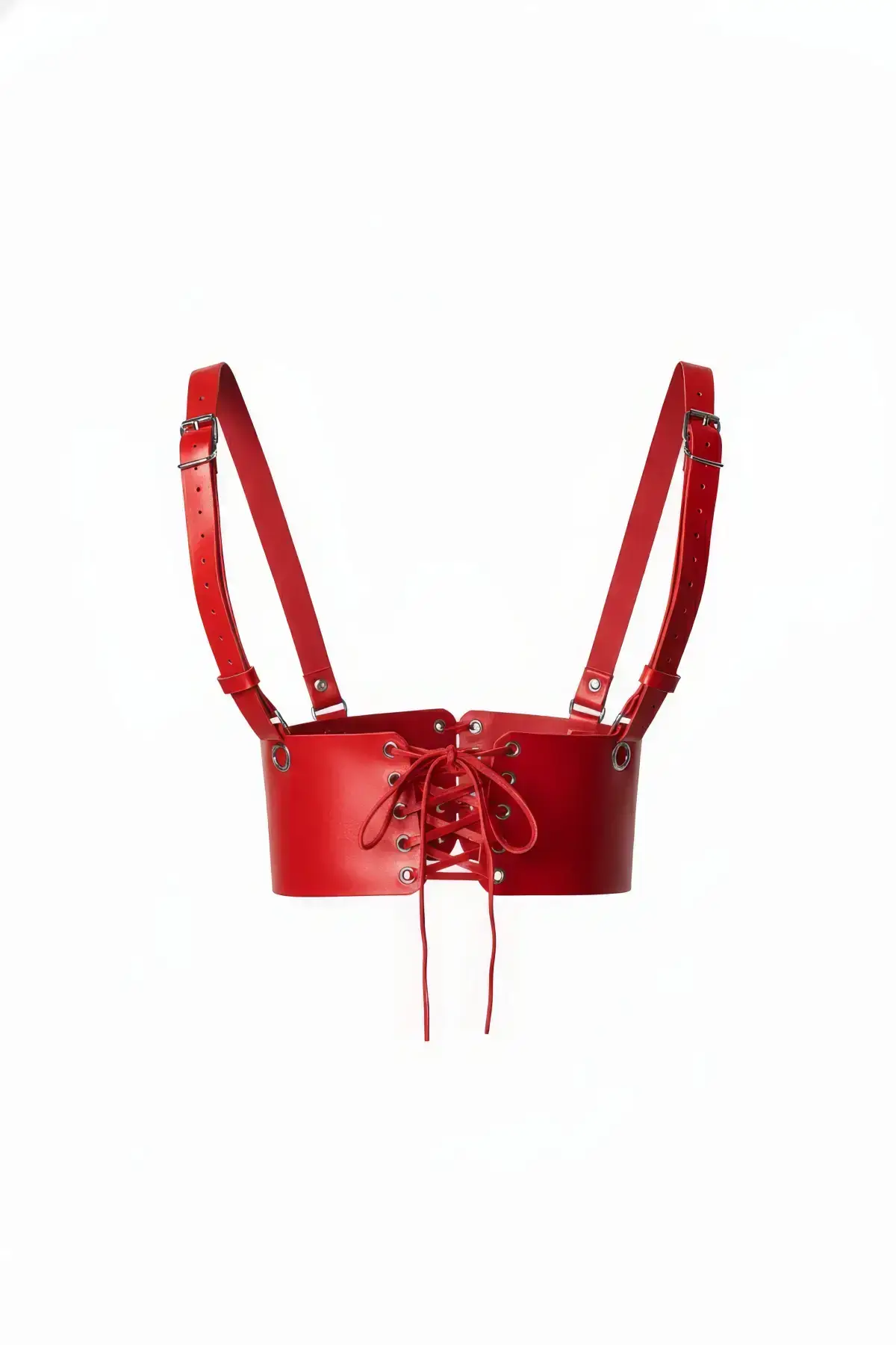 Red Women's Belted Corset Style with Shoulder Straps - SH822