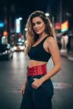 Red Women's Belt, Thick Three-Buckle Waist Accessory - SH827 - Image 3