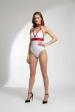 Red Women's Belt with Leather Chest and Collar Details - SH841 - Image 2