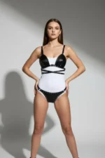 Black Harness Set with Studded Leather Bralette Detail - SH849 - Image 4