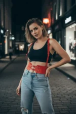 Red Women's Belt Thick Leather Corset Waist - SH853 - Image 2