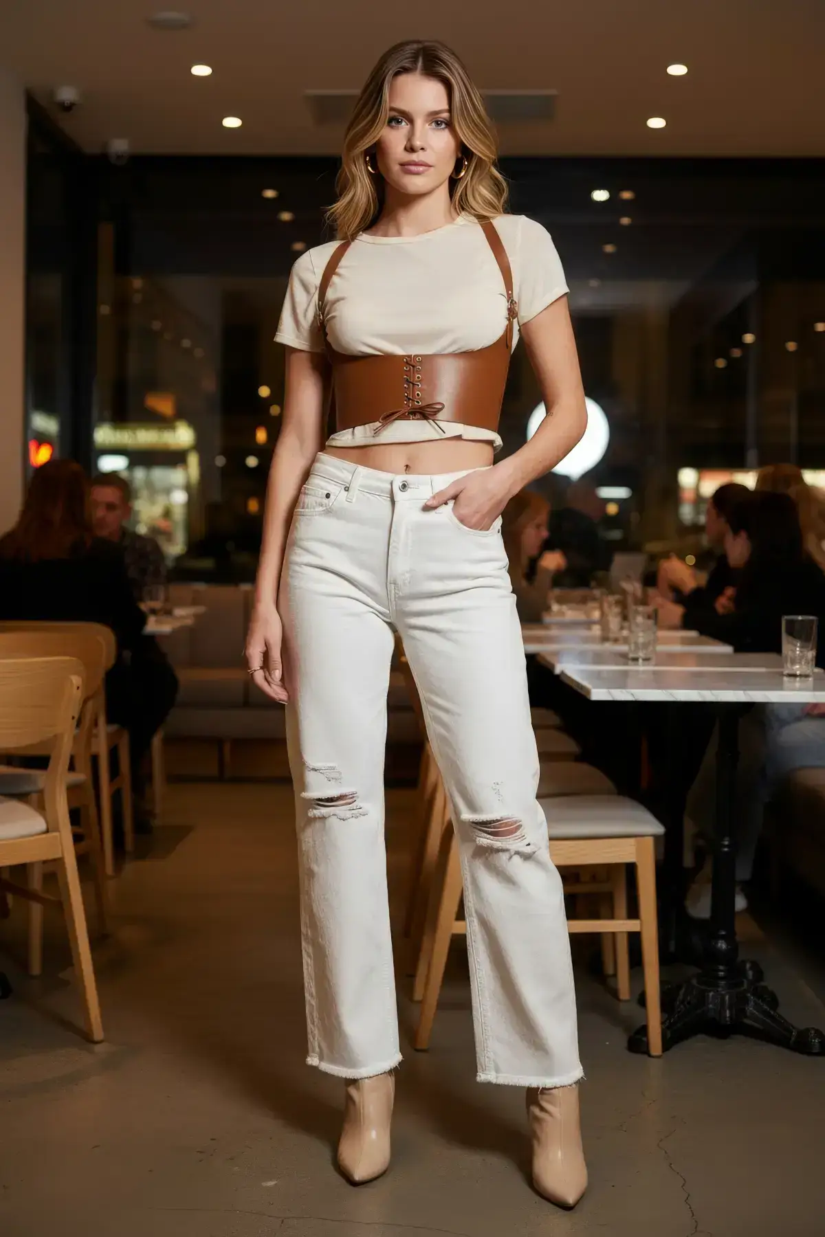 Women's Wide Corset Waist Accessory with Belt Closure - SH855