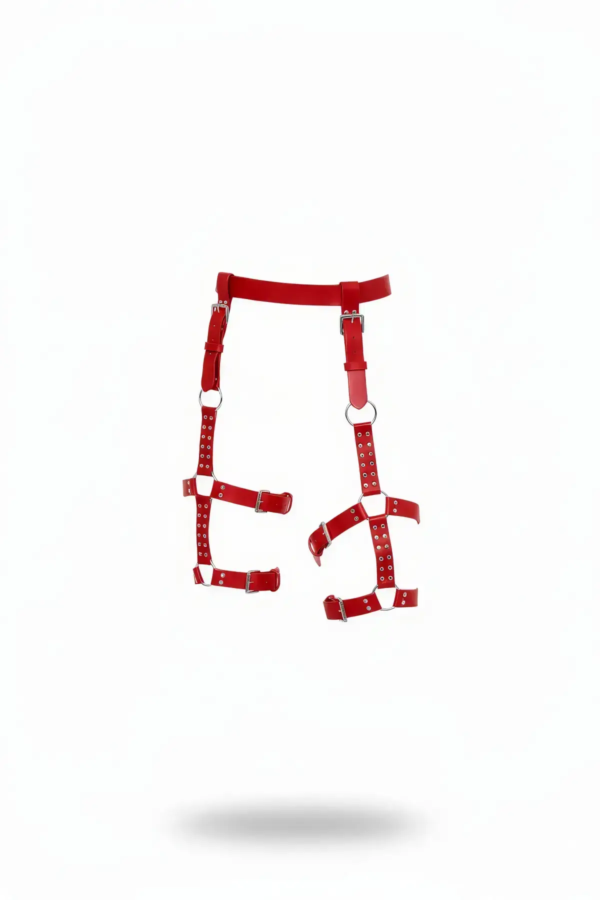 Red Garter Harness Faux Leather Buckle Leg Accessory - SH862