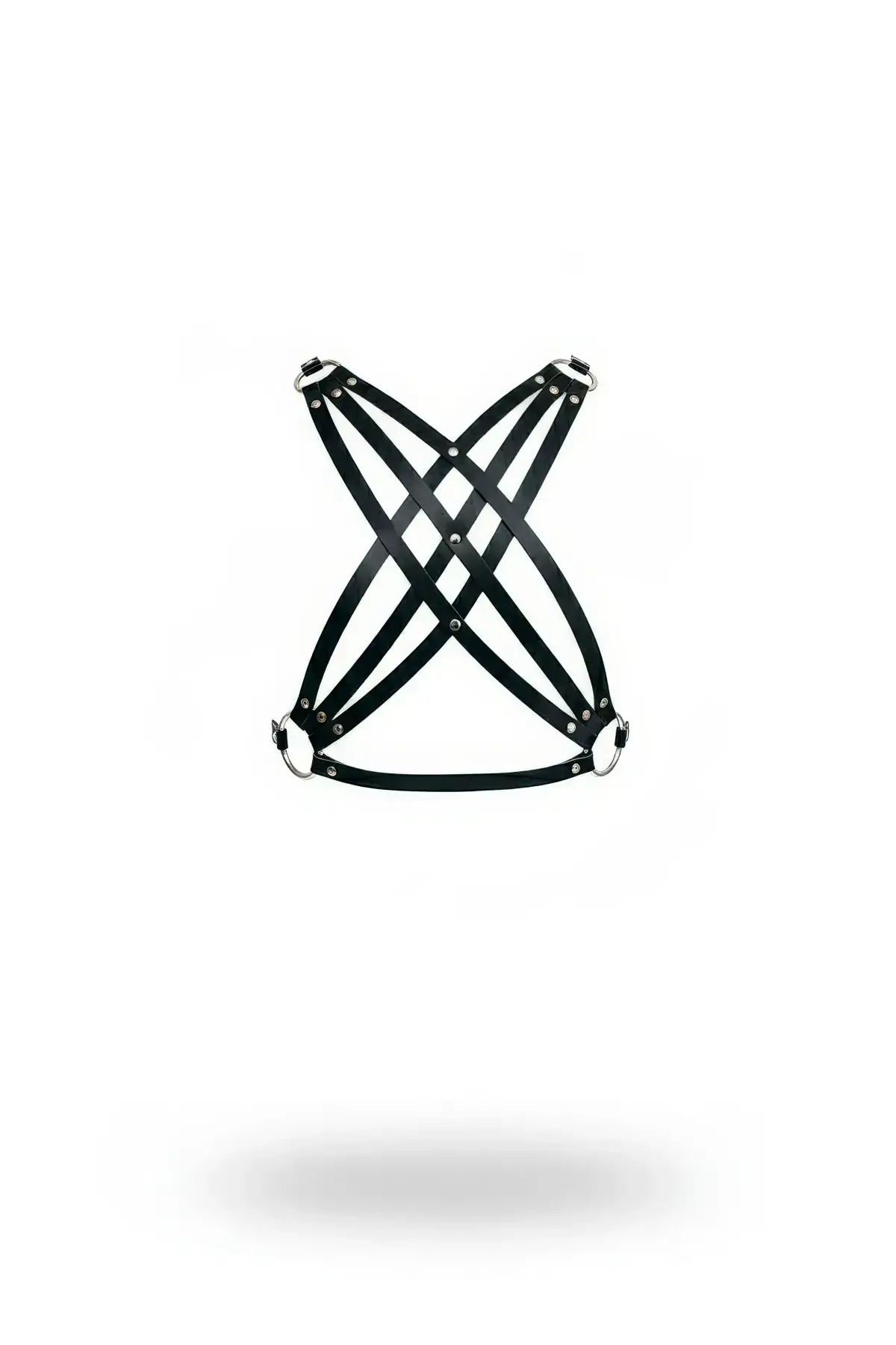 Black Chest Harness Leather Cross Body Accessory with Metal Detail - SH867