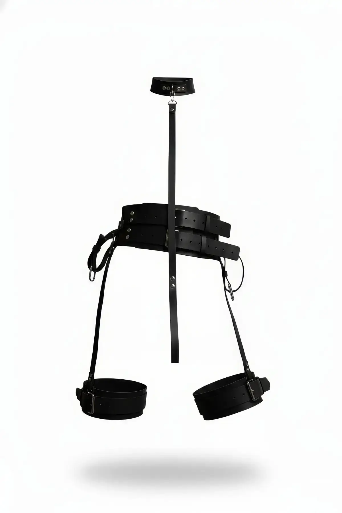 Black Harness Set with Leather Neck Collar and Leg Cuffs - SH869