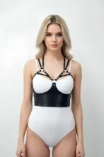 Black Women's Belt Faux Leather Corset Detail Body Accessory - SH872 - Image 2