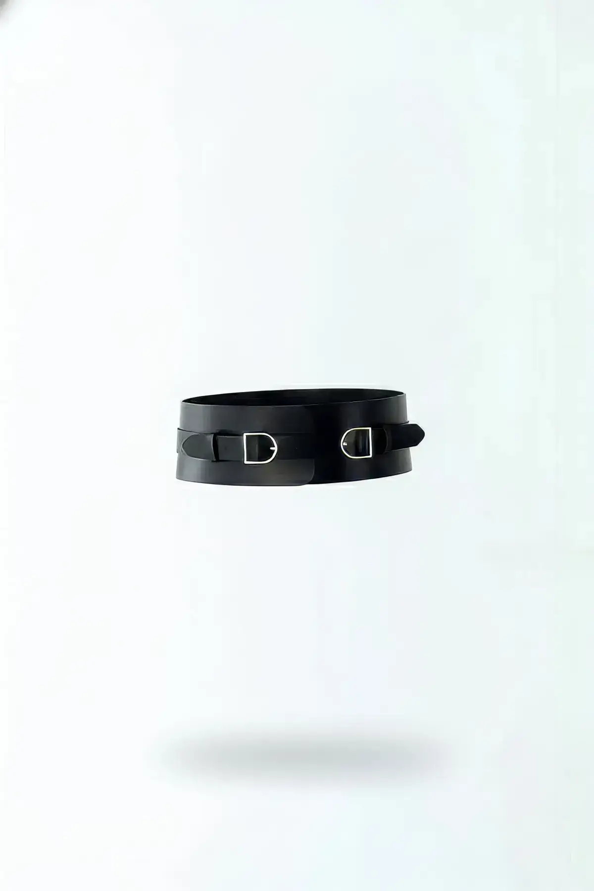 Black Women's Belt, Thick Leather Waist Accessory - SH875