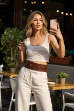 Women's Belt Wide Double Buckle Waist Accessory - SH875