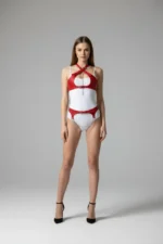 Red Harness Set with Leather Chain Detail - SH885
