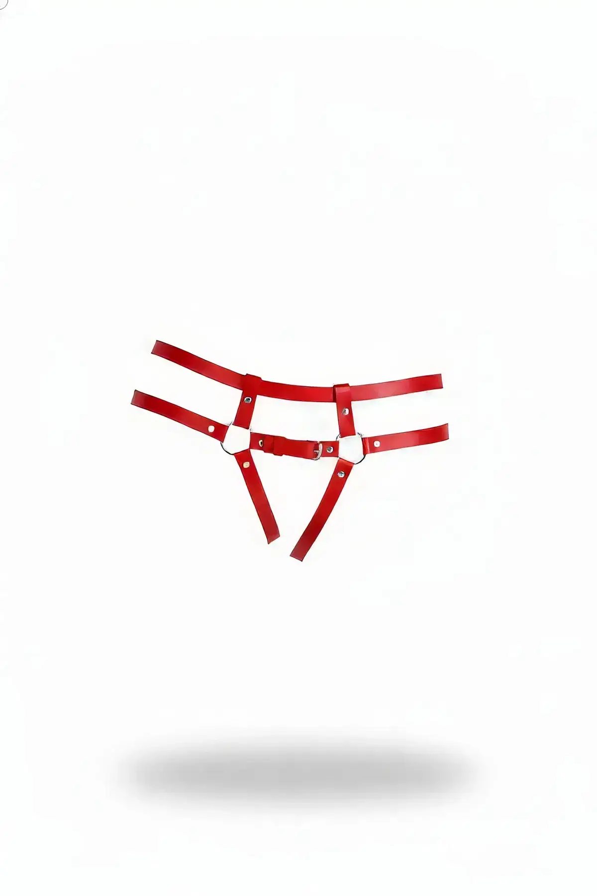 136015.webp Red Thong - Faux Leather Panties with Buckle and O-Ring Detail - SH889 - Image 1