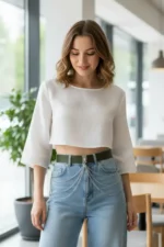 Khaki Women's Belt with Multi-Layer Chain Detail - SH904 - Image 2