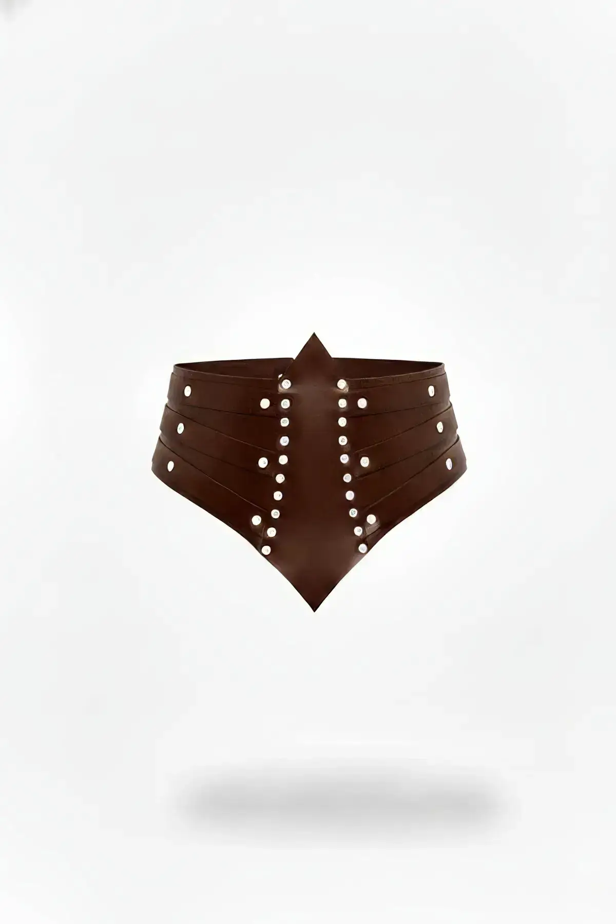 Brown Women's Belt with Wide Stud Detail Corset Style - SH905