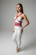 Red Women's Belt with Multiple Straps and O-Ring Detail - SH911