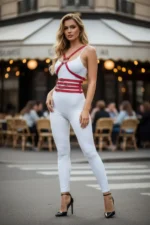 Red Women's Belt with Multiple Straps and O-Ring Detail - SH911 - Image 3