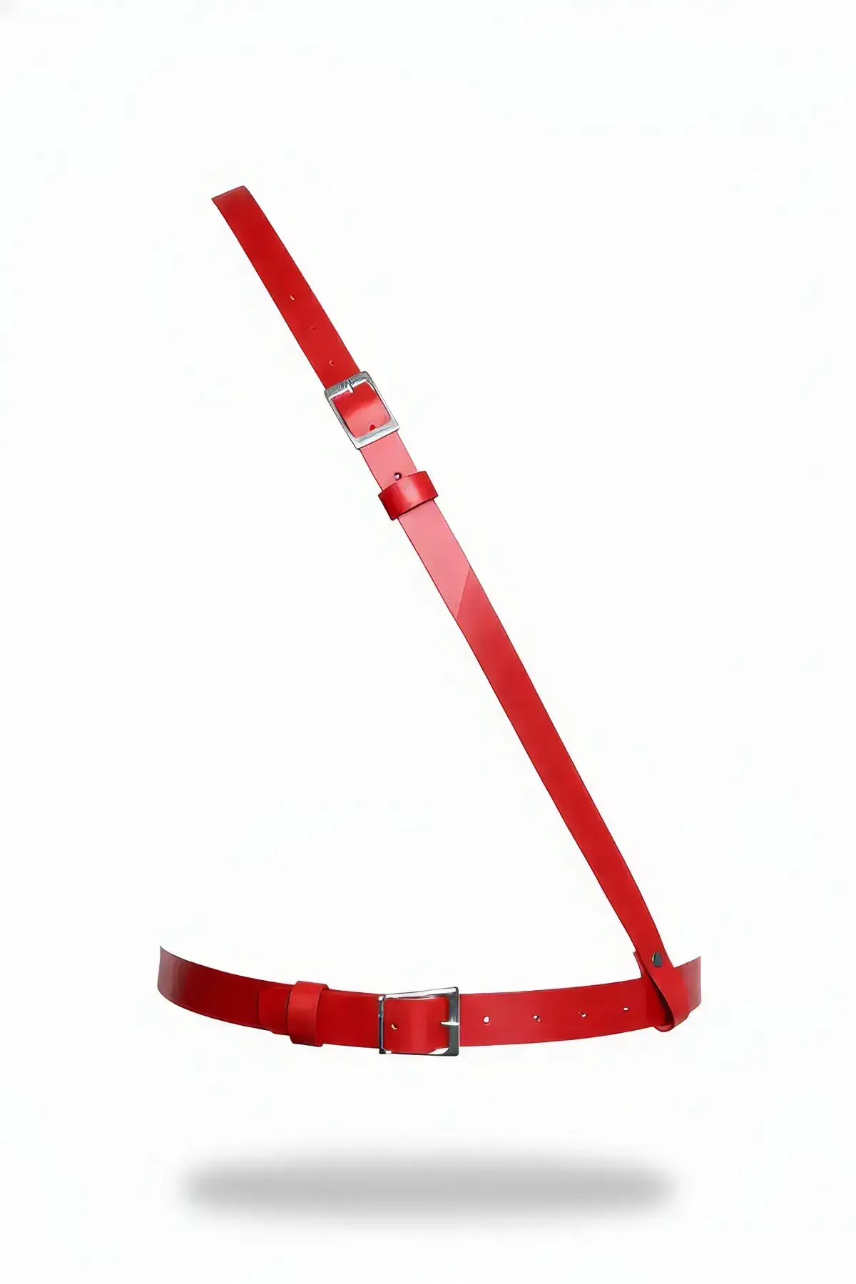 Red Women's Belt with Shoulder Detail Faux Leather Body Accessory - SH917