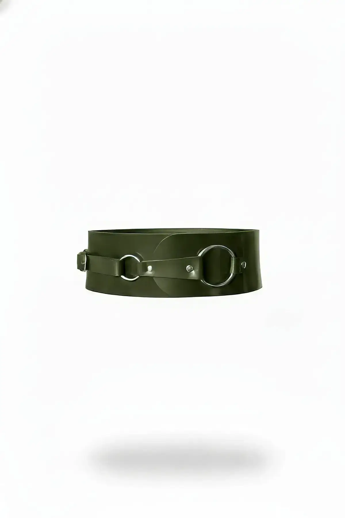 Khaki Women's Belt with Thick O-Ring Detail Waist Accessory - SH920