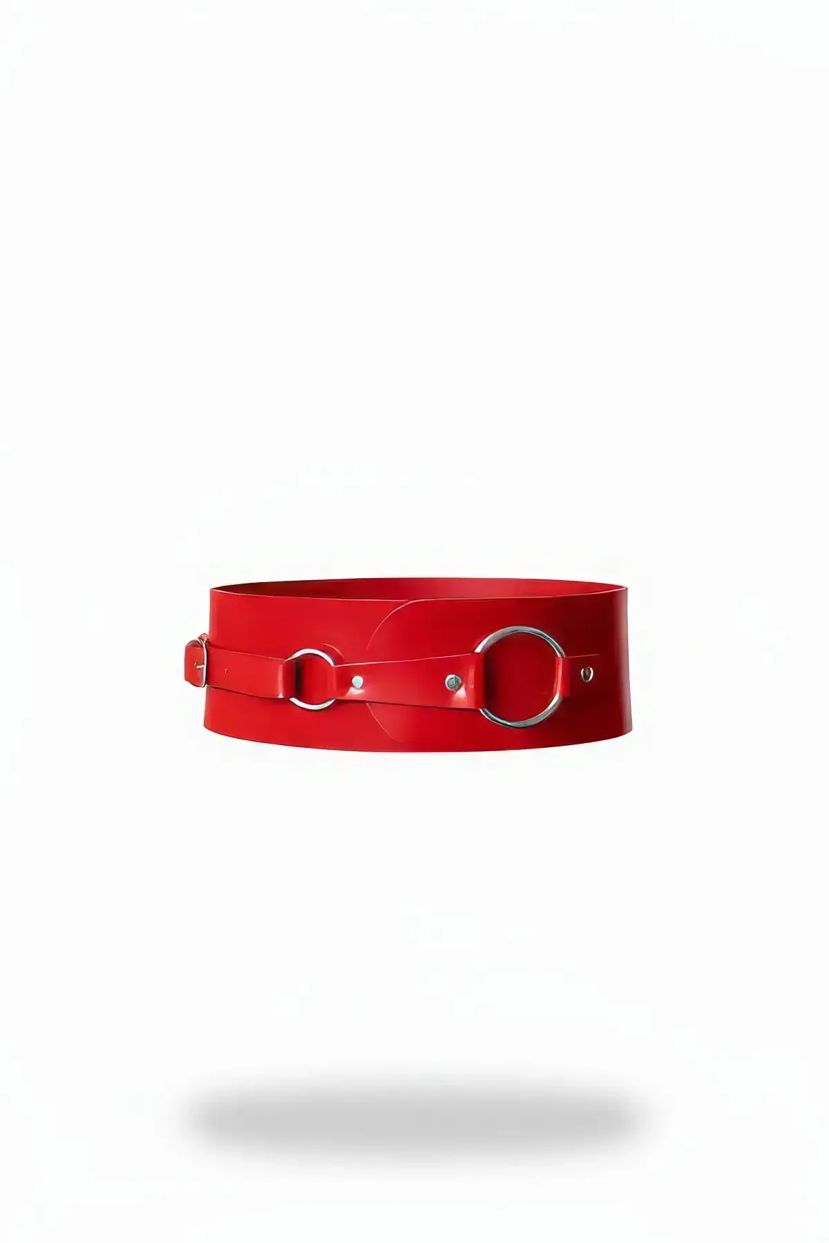 Red Women's Belt with Thick Metal Ring Detail Waist Accessory - SH920