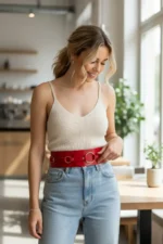 Red Women's Belt with Thick Ring Waist Accessory - SH920 - Image 2