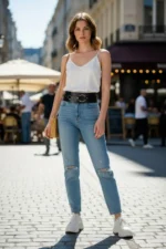 Black Women's Belt with Thick Ring Buckle Waist Accessory - SH920 - Image 2