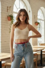 Red Women's Belt with Chain Detail, Multi-Layer Waist Accessory - SH921