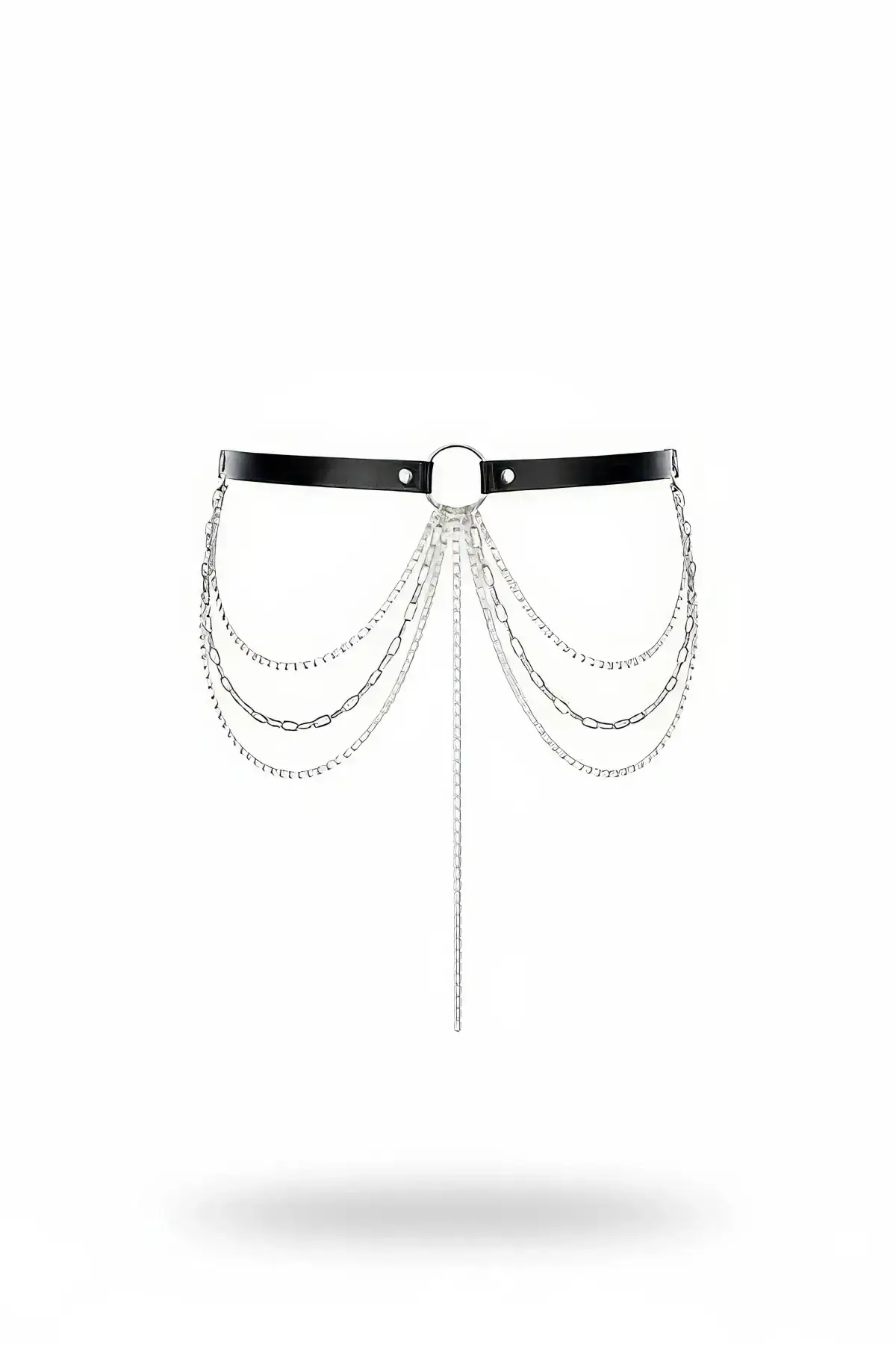 Black Women's Belt with Multi-Layer Chain Detail Waist Accessory - SH922