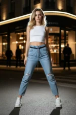 Black Women's Belt with Multi-Layer Chain Detail - SH922 - Image 2