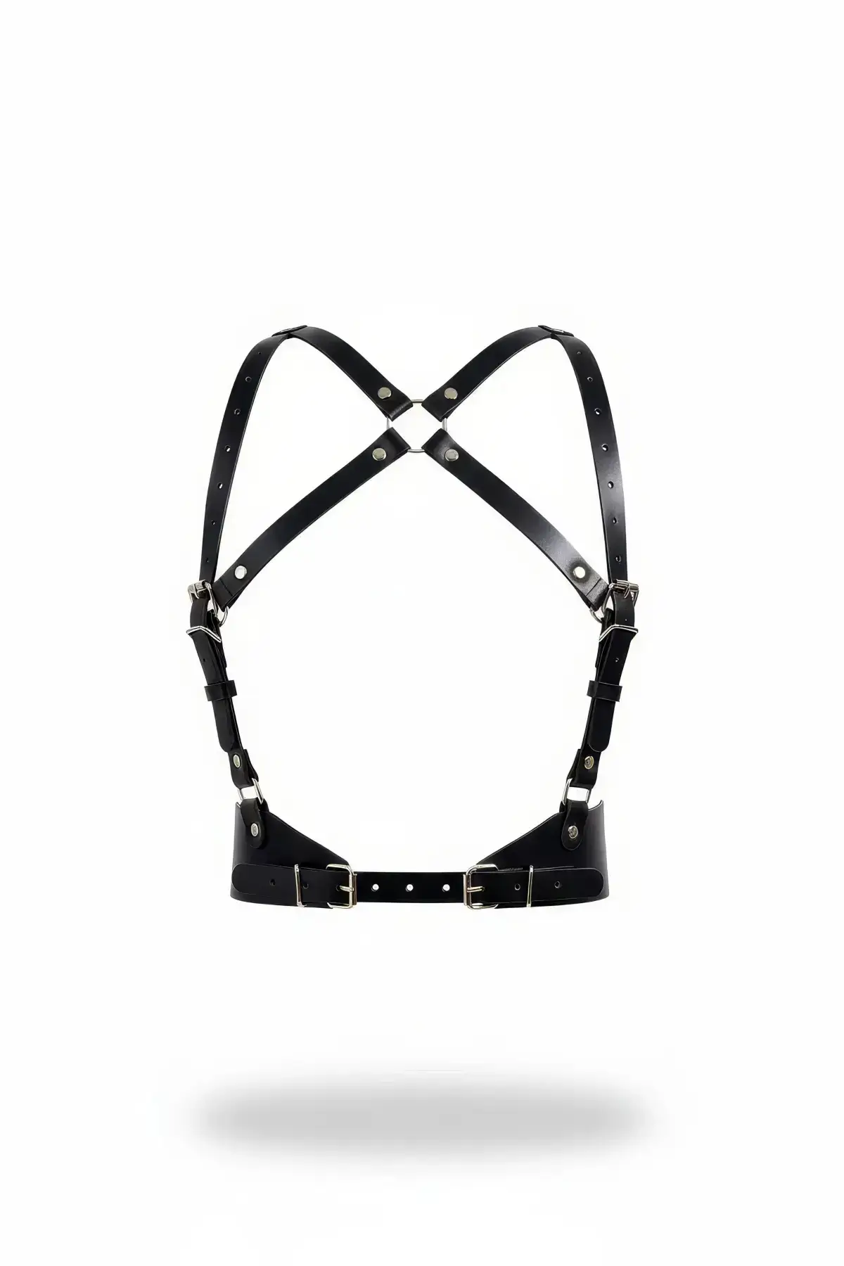 Black Women's Leather Body Belt with Cross Buckle - SH925