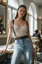 Black Women's Belt with Metal Buckle and Body Accessory - SH934 - Image 2