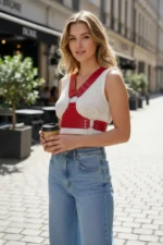 Red Women's Belt with Studded O-Ring Detail Body Belt - SH936 - Image 2