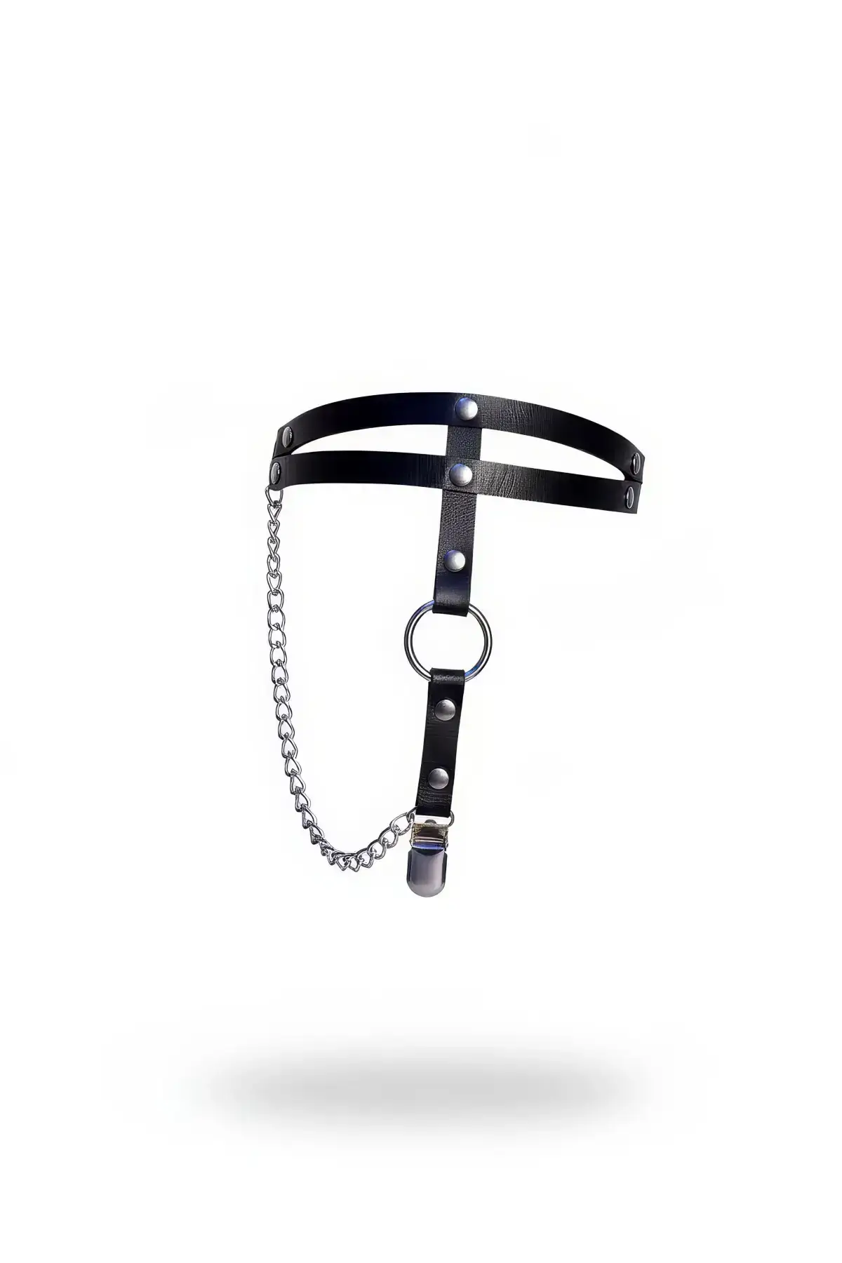 Black Garter Harness with Ring Detail, Double Band - SH940