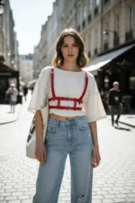 Red Women's Belt with Multiple Buckles Body Accessory - SH941