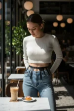 Black Women's Belt with Chain Detail Wide Waist Accessory - SH948 - Image 4