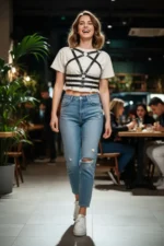 Black Women's Leather Belt Multi-Strap Body Accessory - SH955 - Image 2