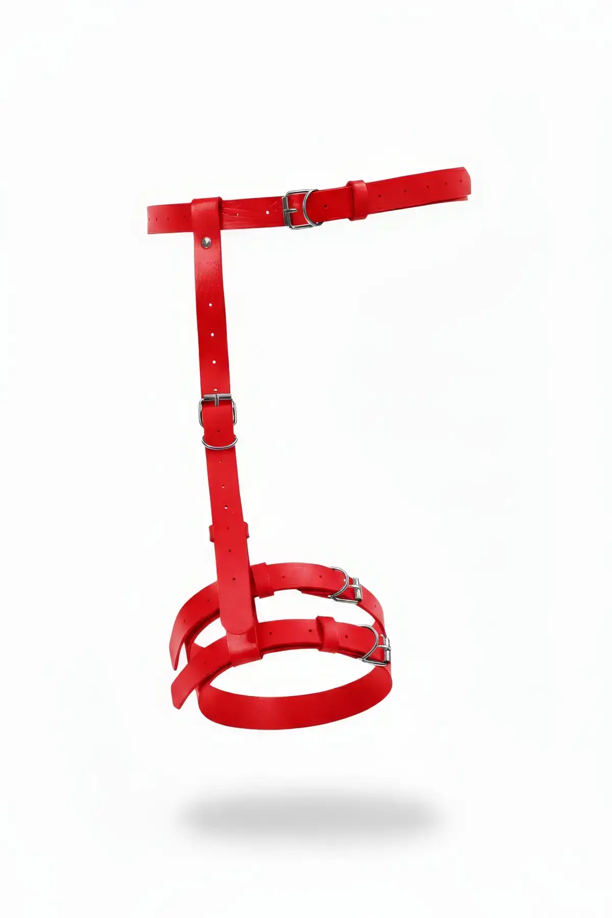 Red Garter Harness, Faux Leather, Adjustable Buckle - SH957