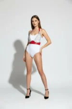 Red Chest Harness Leather Accessory with Chain Detail - SH964