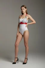 Red Chest Harness Leather Accessory with Chain Detail - SH964 - Image 2