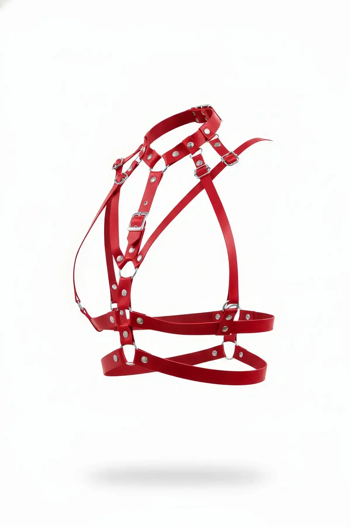 Red Women's Leather Multi-Strap Chest Belt - SH970