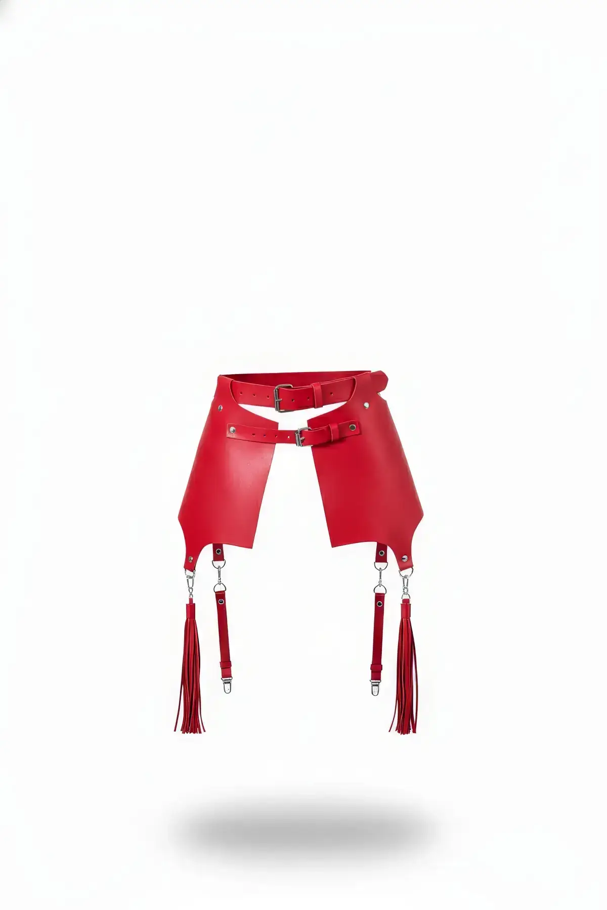 Red Women's Belt with Tassel Detail and Wide Panel Design - SH985