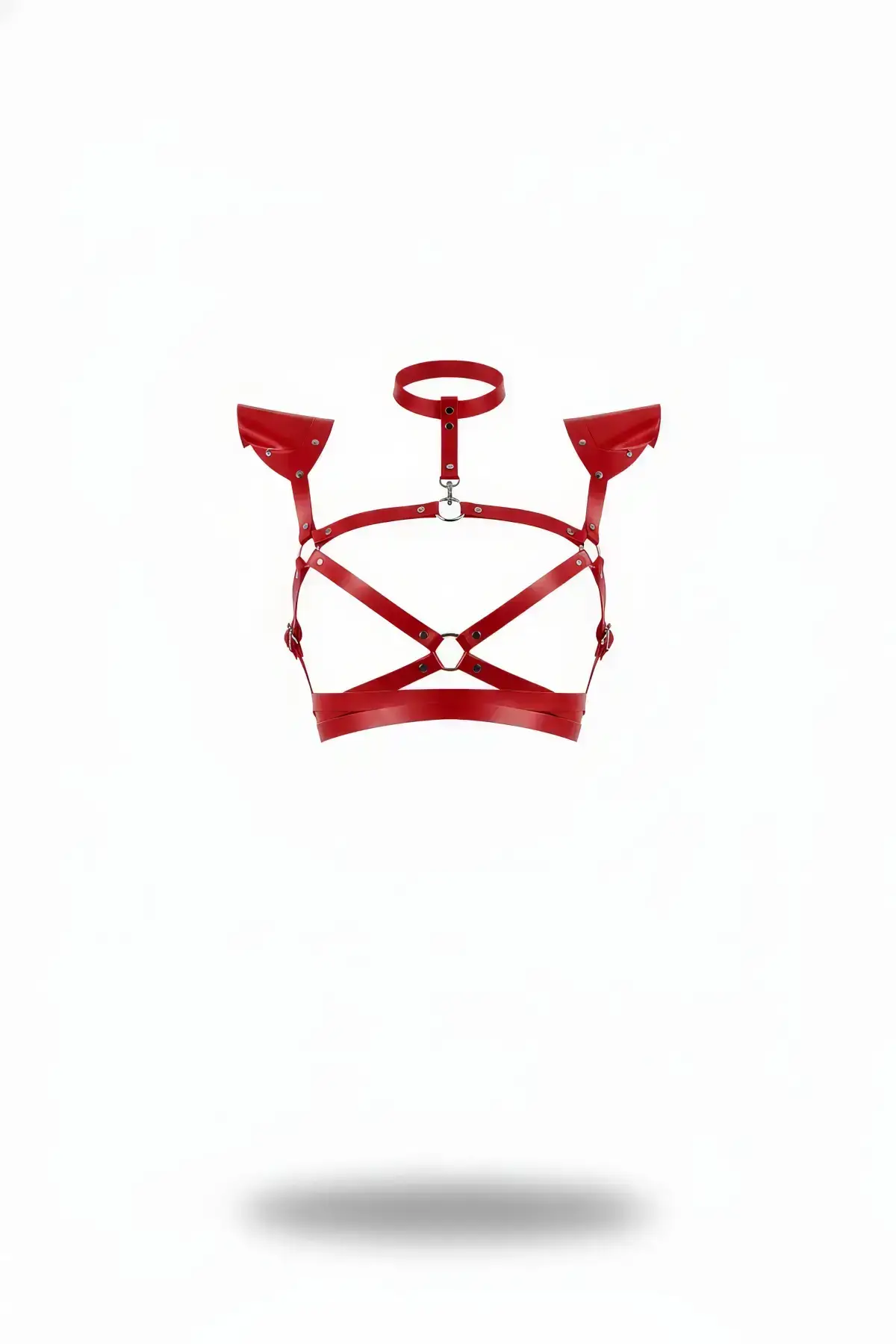 Red Women's Belt with Leather Shoulder Detail Body Tie - SH996