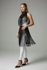 Siyah Yüksek Bel Deri Şerit Detaylı Etek SH997 - Image 3