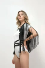 Black Chest Harness Leather Tassel Adjustable - SH999 - Image 3