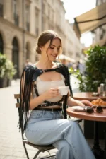 Black Chest Harness Tasseled Studded Leather Vest - SH999 - Image 2